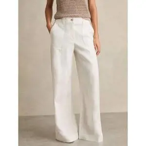 REISS ASHBY Linen Wide Leg Trousers